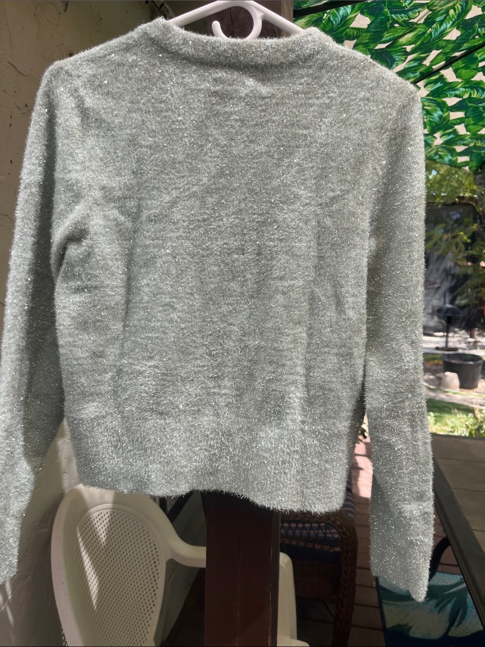 Old Navy Periwinkle Blue Eyelash Knit Metallic Shimmer Crewneck Sweater NWOT - Picture 5 of 9